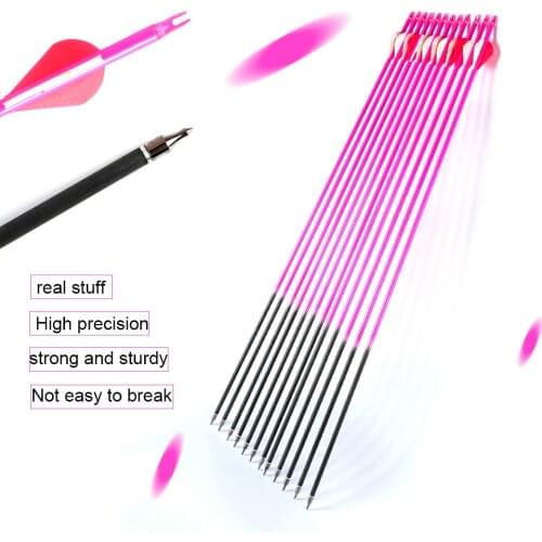 30 inches Pure Carbon Arrow Spine 340 Diameter 7.8mm with Changable Arrowhead for Compound Bow Archery Shooting