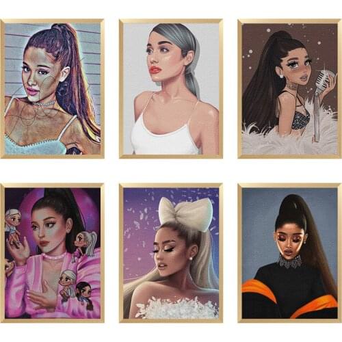 Faux Litchi Leather Handbags Art Girl Sexy Ariana Grande Sewing Materials Home Wall Decor A4 22*30CM