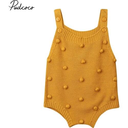 Pudcoco Knitted Sleeveless Romper Newborns Baby Boy Girl Vest Babygrow Jumpsuit Winter Clothes Overalls Dots Outfits
