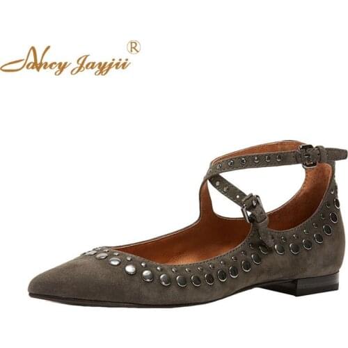 Women Ladies Flats Female Shoes Solid Buckle Strap Rivet Ankle-Wrap Basic Fashion Nancyjayjii Elegant Mature Party 2019 Marriage