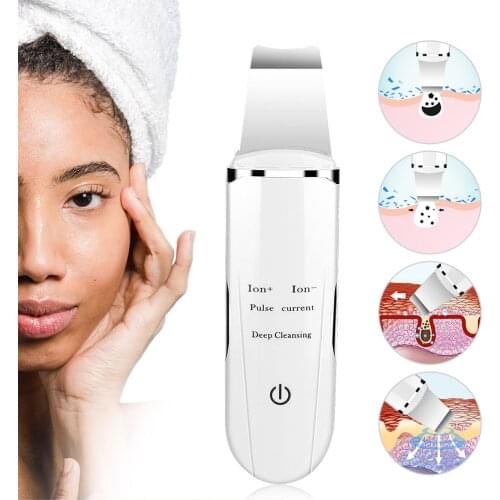 Ultrasonic Skin Scrubber Deep Face Cleaning Machine Peeling Shovel Facial Pore Cleaner EMS Ion Skin Scrubber Lift Machine Beauty