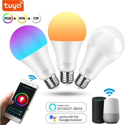 WiFi Smart Bulb 12W 15W E27 Dimmable Tuya Smart Lamp 110V 220V APP Control RGB Light Compatible With Google Home Amazon Alexa