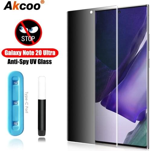 Galaxy Note 20 Ultra Privacy Screen Protector Tempered Glass UV Glue for Samsung S8 9 Plus Note 8 9 10 S20 5G Anti-Spy Glass