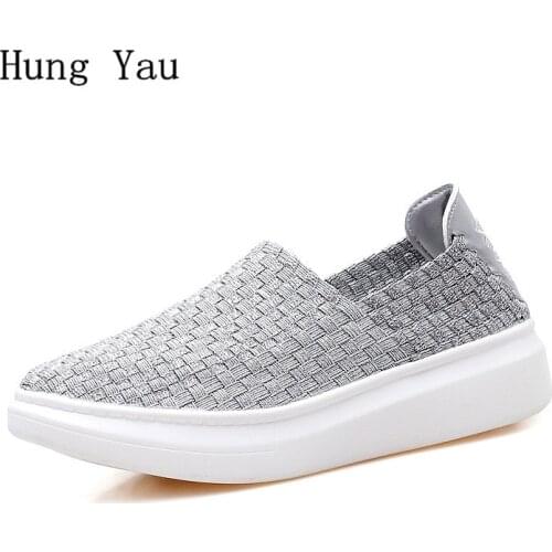 Women Casual Shoes Flat 2018 Summer Fashion Outdoor Breathable Couple Shoes Shoes Woman Weave Platform Comfortable