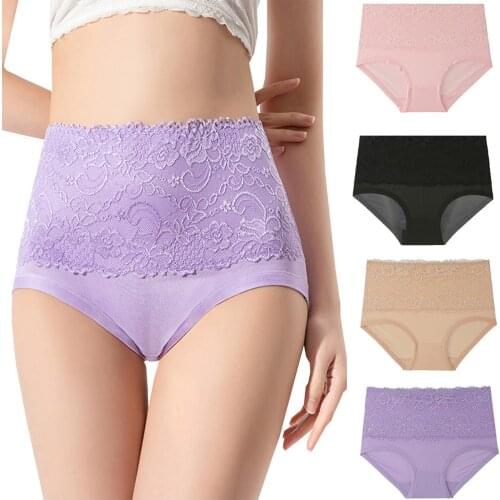 Womens Hip-Lifting Panties Breathable Lace-Trimmed Briefs Shapewear Tummy Control High-Waist Panties нижнее белье женское