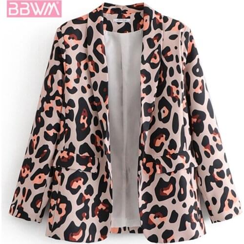 Womens fashion elegant and comfortable slim simple versatile leopard print casual suit 2019 spring office top