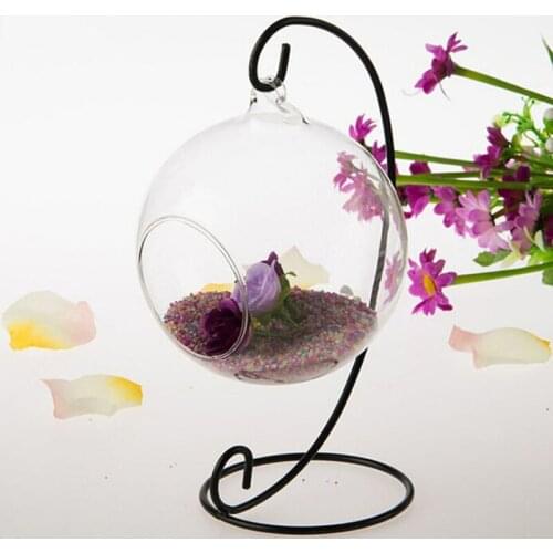 1X 23cm 9" Iron Plant Stand Holder for Clear Glass Hanging Vase Home Decor