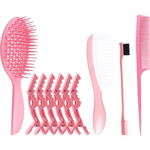 10 Pieces Detangling Brush Set Styling Clips Double Sided Eyebrow Brush Detangler Brush Eight Claw Massage Comb