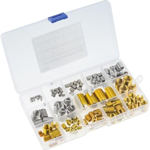 116 Pcs/Box M3-M12 Self-tapping Thread Slotted Sheath and Wire Threaded Jacket Combination Thread Repair Repair Tools