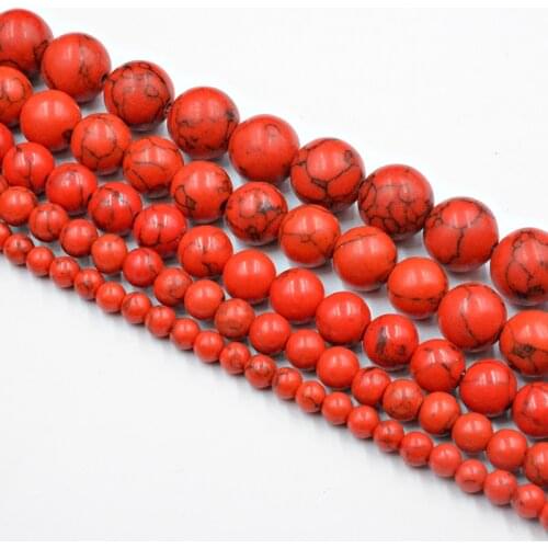 4-12mm Natural Red Turquoises Stone Round Beads Loose Beads Wholesale for Jewelry Making Accessories DIY Free Shipping