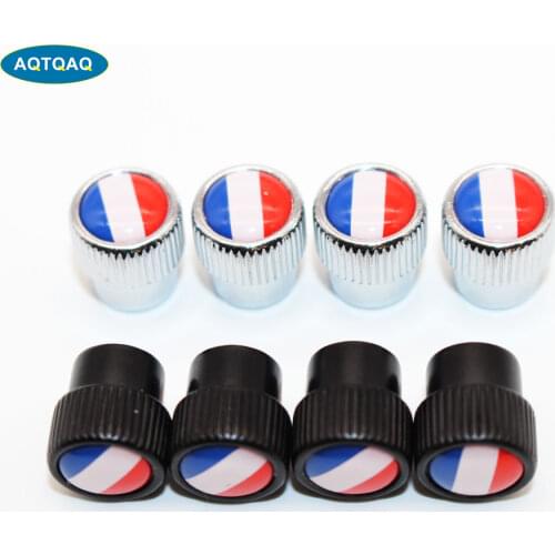 4 Pcs/Set Zinc Alloy France National Flag Tire Valve Stem Cap Tire Wheel Stem Air Valve Caps for Auto Cars