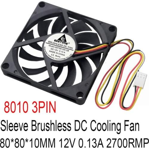5 PCS Gdstime DC 12V 8cm 3.14 inch 3Pin 80mm*80mm*10mm FG PC Computer Case CPU VGA 80mmx10mm Cooler 8010 Cooling axial Fan
