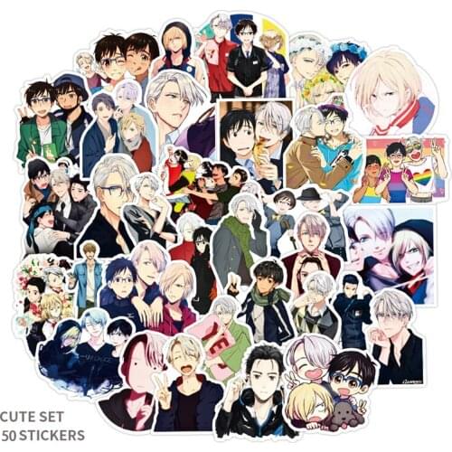 50Pcs/set YURI!!! on ICE Sticker Waterproof Grattiff Decals Anime Stickers For Case Laptop Suitcase Luggage Guitar Car Bicycle