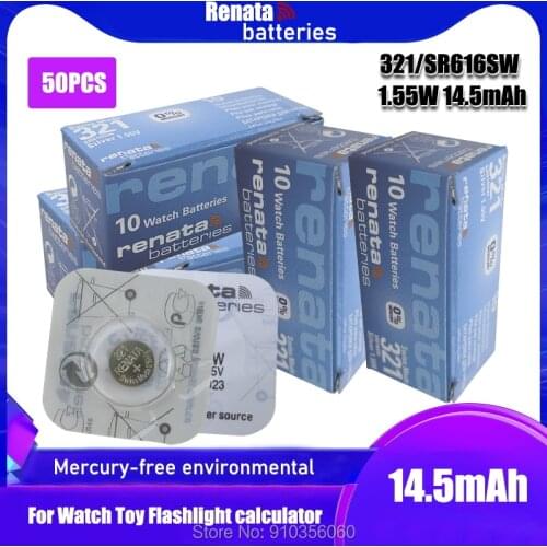 50Pcs/Lot Original Renata 1.55V SR616SW 321 Silver Oxide Watch Battery D321 321 GP321 Button Battery Made in Swiss