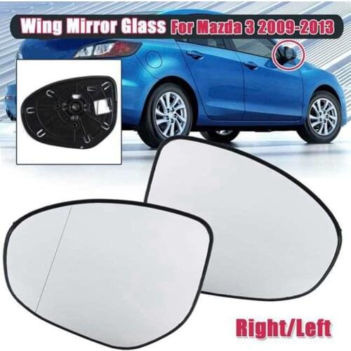 Car Door Wing Rearview Mirror Left Right Side Mirror Glass with Base for Mazda 3 2009-2013 GV7D691G7F GV7D691G1F