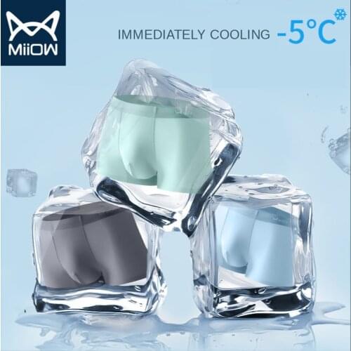 MiiOW Ice Silk Seamless Mens Underwear New High-grade Flat-angle Ultra-thin Breathable Graphene Antibacterial Plus Size