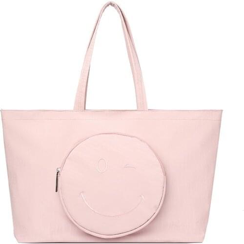 Big Purses And Handbags Luxury Designer Shoulder Bag Nylon Bags For Women 2020 Luxury Handbags Large Capacity Shopping Bag Smile