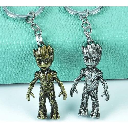 Disney Tree Man Keychains Action Toy Figures Model Kawaii Anime Cartoon Star Wars Groot Alloy Mini Kids Childer Gift Toy