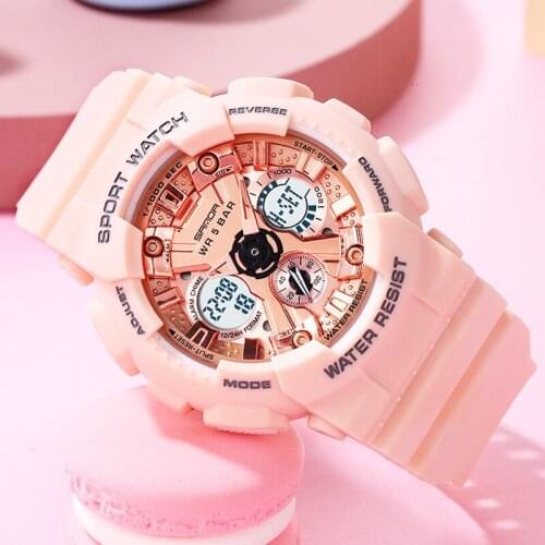 SANDA Dual Display Womens Men Digital Watch Sports 50M Waterproof Watch For Male Female Clock relogio feminino Digital 2021