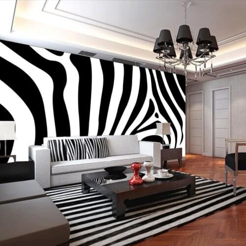 Zebra skin black and white stripe murals wallpaper for TV Sofa Background 3d Wall Photo mural Papel Mural Wall Paper home decor
