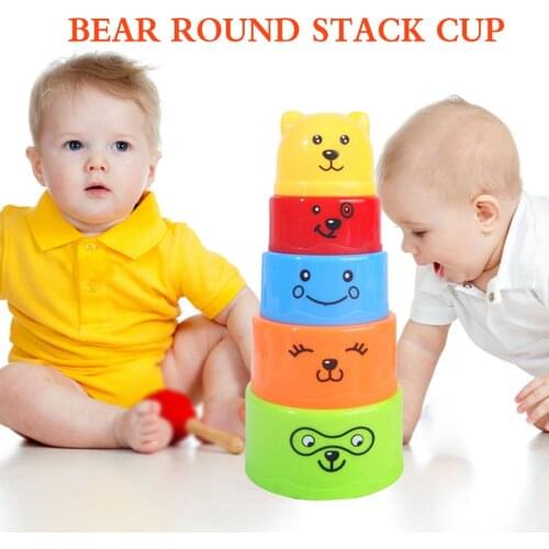 Baby Stacking Cup Toys Early Educational Intelligence Toy Folding Tower Toys Children Birthday Christmas Gift