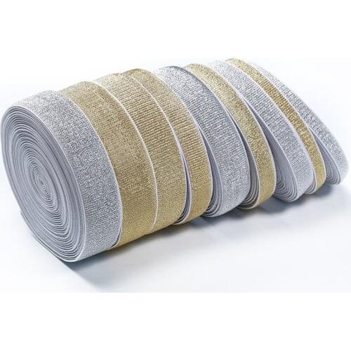 High-density woven gold silk silver flat Elastic Bands Golden silver rubber band DIY Garment Trousers Sewing Accessories 1meter