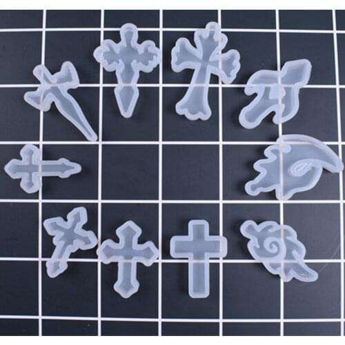 HOT Crystal Epoxy Cross Pendant resin Silicone Mould Handmade DIY Variety of Cross Star Model Jewelry craft Decoration