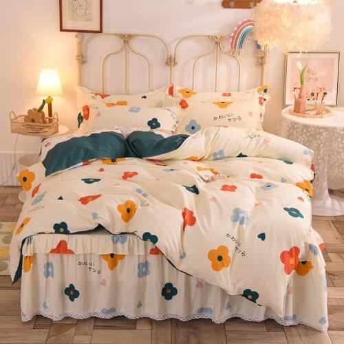 Cotton Lace Small Lace Bedding Set Bed Skirt 4-piece Suit Skin-friendly and Comfortable Cotton Duvet Cover Pure Cotton Bedding