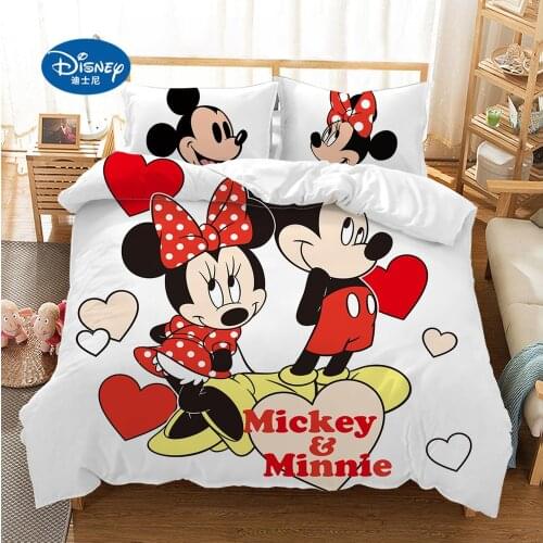 Disney Cartoon Mickey Minnie Bedding Set Twin Full King Single Double Duvet Cover Pillow Cases Girl Boy baby Gift