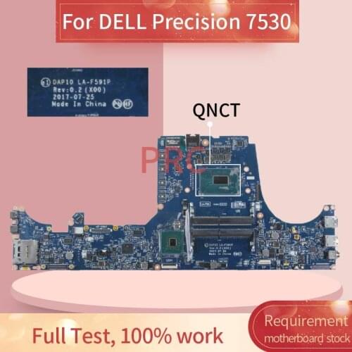 LA-F591P For DELL Precision 7530 QNCT Laptop motherboard DDR3 Notebook Mainboard