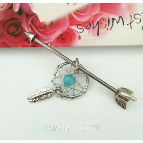 Dreamcatcher Industrial Barbell Fashion Ear Piercing Jewelry 316L Stainless Steel Body Industrial Ring