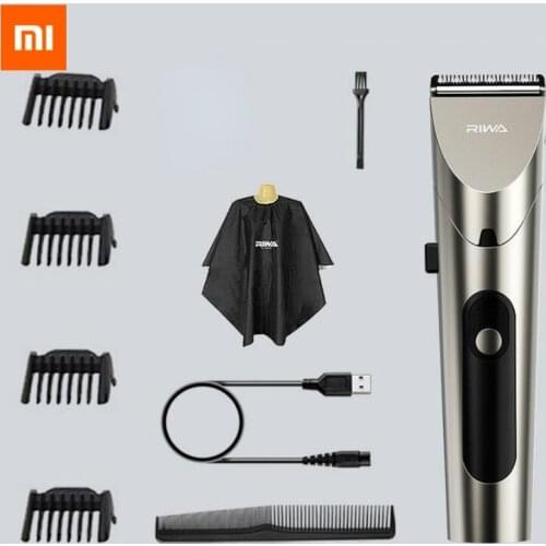 Xiaomi RIWA RE-6305 Washable Rechargeable Metal Body Hair Clipper Professional Barber Trimmer With Carbon Steel Cutter Head