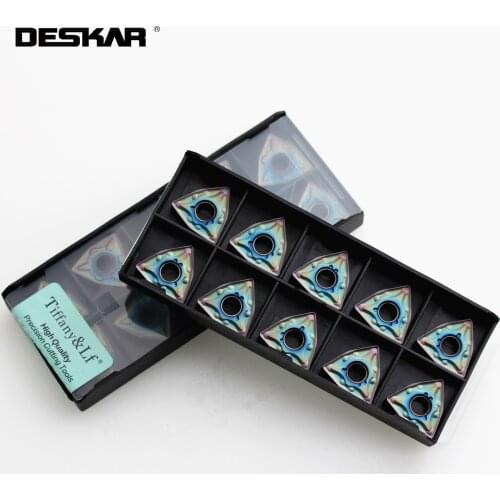 10PCS DESKAR WNMG080404 WNMG080408 MA MS MM TF618 Hardened Steel Inserts CNC Lathe Cutter Cutting External Turning Tools