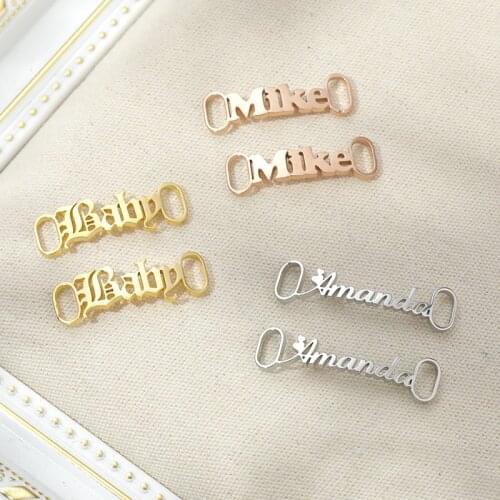 Gold Name Shoe-buckle Personalized Stainless Steel Nameplate Buckie Gold Silver Color Charm Shoe Accessories Fashion Jewelry