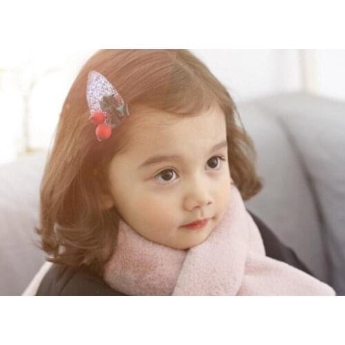 2019 New arrival 2PCS kids girls hair accessories glittery crown pearl hair clips for girls hair bows snap clip cherry barrette