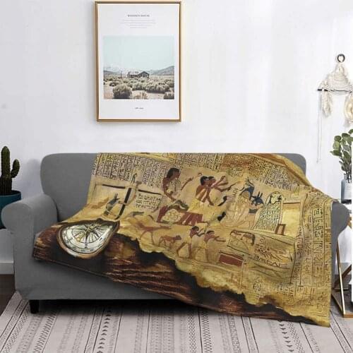 Ancient Egyptian Civilization Blanket Fleece Printed African Cartoon Breathable Soft Throw Blanket for Bed Outdoor Bedspreads