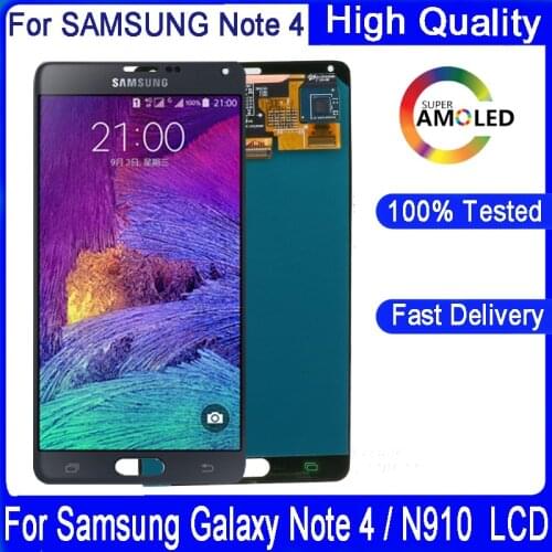 Original 5.7''AMOLED LCD For Samsung Galaxy Note 4 N910 N910F N910C N910A N910H LCD Display Touch Screen Digitizer