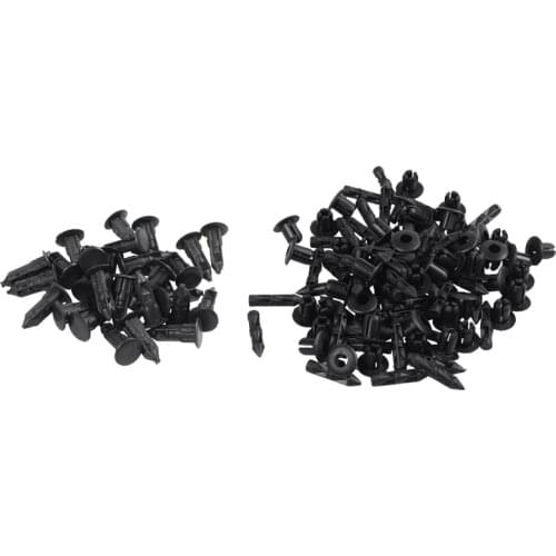 30 Pcs Plastic Parts 8 mm Black Hole Bumper Rivet Clip Closure & 50 Pcs Plastic Rivet Bike Fairing Trim Panel Fastener Clips 6mm