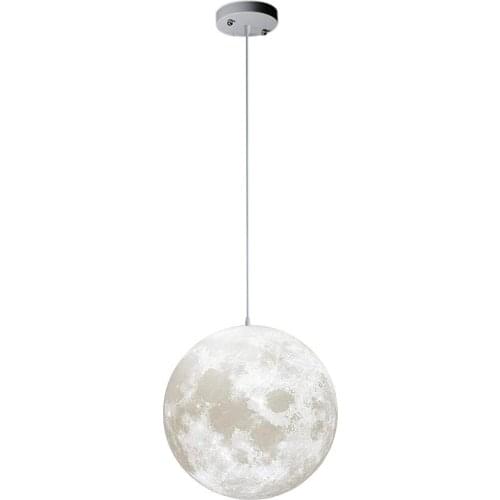 8 INCH Moon Pendant Lamp 3D Printing Ceiling Light Chandeliers with Led Light Bulbs Multicolored Light for Home Lighting 20CM