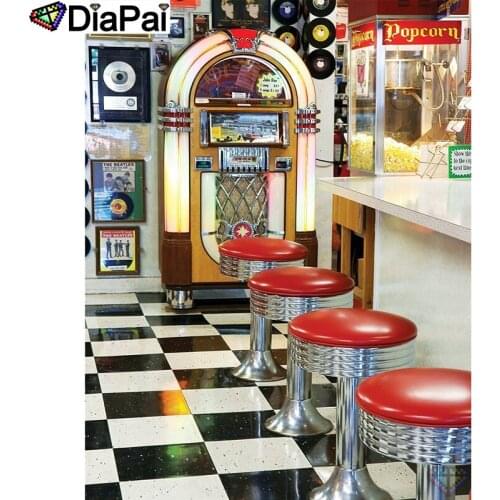 DIAPAI 100% Full Square/Round Drill 5D DIY Diamond Painting "Bar chair scenery" Diamond Embroidery Cross Stitch 3D Decor A18843