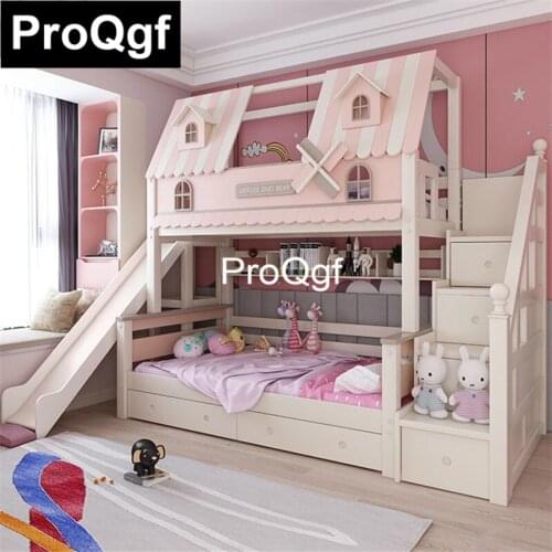 Prodgf 1Pcs A Set ins Children Castle Up Down Bedroom Bed With Sladder