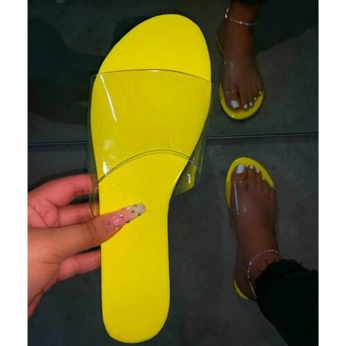 Sexy Transparent Slip-on Women Summer Slippers Flat with Mixed-color Party Holiday Lady Slides Rubber Sole Basic Female Footwear