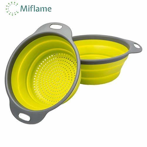 2pcs Collapsible Colander Mixing Bowl Strainer and Set Silicone Colander Bowls Use for Draining Fruits Vegetables and Pastas