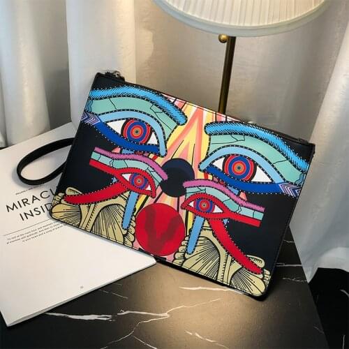 Luxury Handbags Designer Men Cluth Bag Print Purse Mens Shoulder Crossbody Bag Envelope Cartoon Printing Cluth Purse Sac A Main