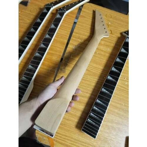 Lvybest electric guitar neck only.rosewood fingerboard with shark fins shape inlay.see thru wood brown color back.oval heel