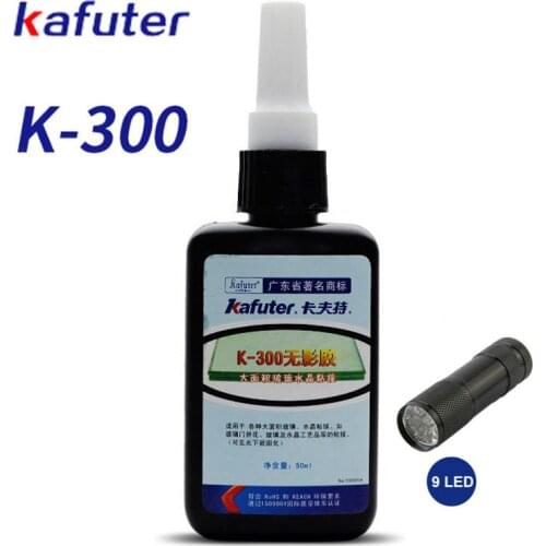 9led UV Flashlight +50ml Kafuter UV Glue UV Curing Adhesive K-300 Transparent Crystal and Glass Adhesive