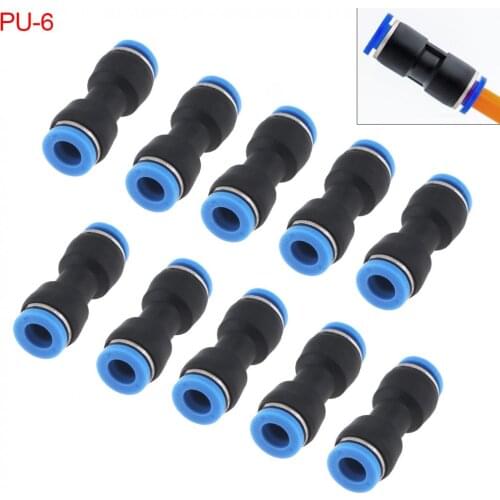 Air Connectors 10PCS 6MM PU-6 Plastic Straight Through Quick Connector Pneumatic Insertion Air Tube Quick Fitting