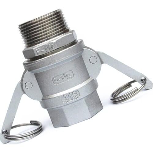1-1/2" BSP Male x 1-1/2" BSP Female Thread 304 Stainless Steel D + F Type CamLock Fitting Pump Adapter Cam Groove Coupling