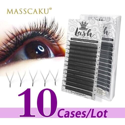 10case/lot Hot sale Y-shape hand woven premium mink soft light natural eyelashes extension makeup mesh false eyelash individual