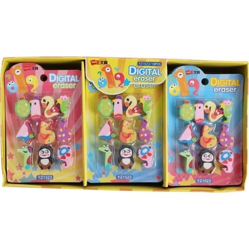 10Pcs/Set Kawaii Cartoon Animal Shape Eraser Set Creative Primary School Supplies Stationery Wholesale Christmas Gift 2021